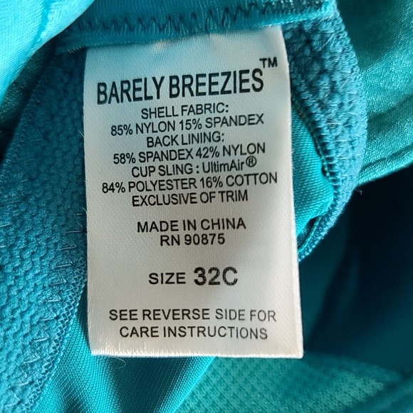 Barely Breezies Teal Blue Leopard Print Full Coverage Bra Size 32C A231957 EUC - Picture 2 of 8